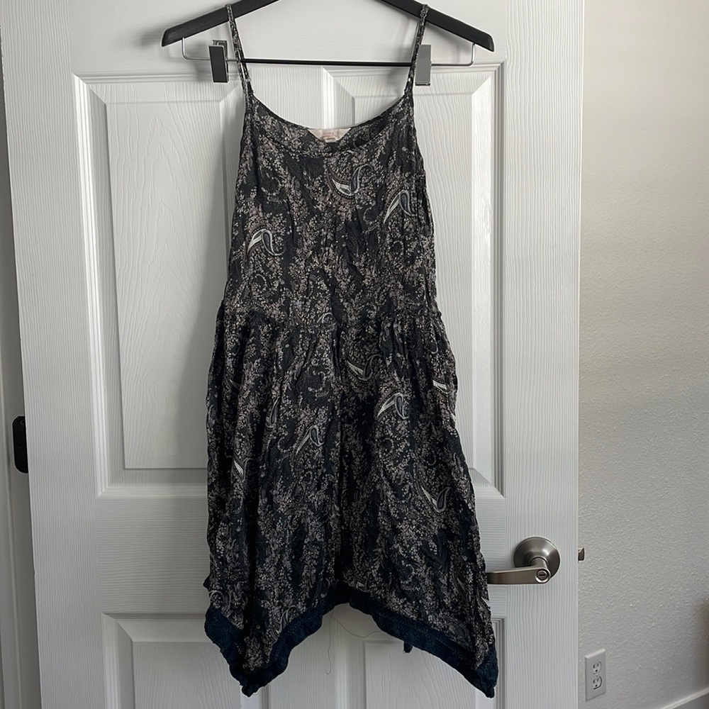 Paisley Print Bohemian Asymmetrical Spaghetti Strap Summer Dresss
